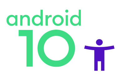 android 10 logo with accessibility icon