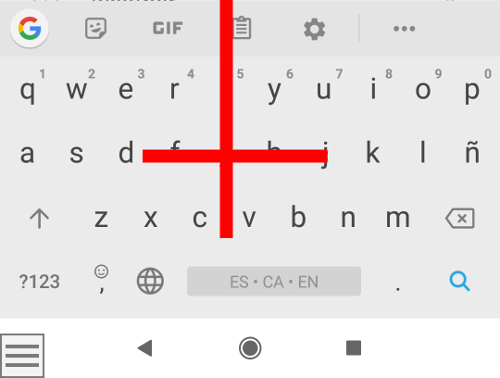 on-screen keyboard with some keys ocluded by red bars