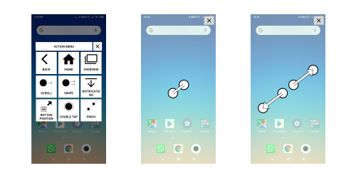 3 screenshots depicting the ease apps pinch sequence