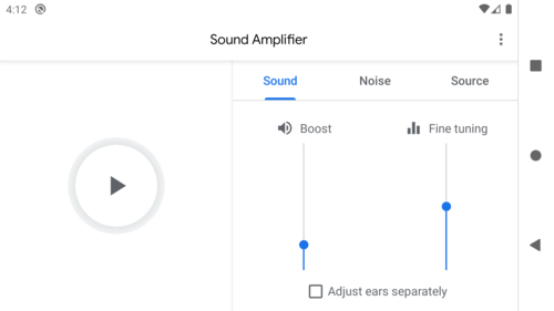sound amplifier app screenshot